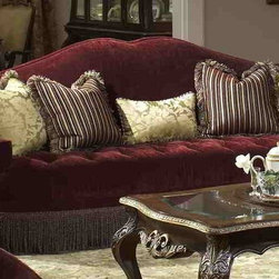AICO Furniture - Imperial Court Tufted Sofa - 79815-EGPLT-00 - Fabric