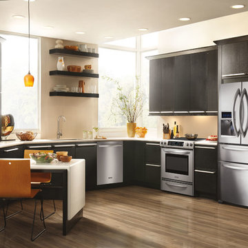 KitchenAid refrigerator, Range oven, and Dishwasher