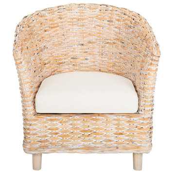 Naomi Rattan Barrel Chair Natural Whitewash/ White