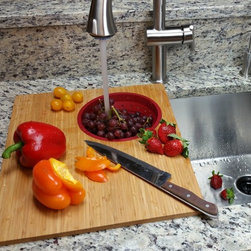 15" Bamboo Cutting Board with Silicone Colander  &bull; Accessories &bull; Create Good Sin - Knives And Chopping Boards