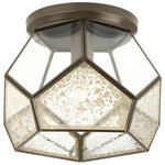 Progress Lighting - Cinq 1-Light Flush Mount - Cinq finds inspiration from modern geometric designs and the beauty of contrasting elements. Five-sided bottom panels feature antique mirrored glass, while the upper panels are comprised of clear glass. Flush mount and pendant options are finished in an Antique Bronze.
