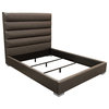 Bardot Channel Tufted Queen Bed in Elephant Grey Leatherette