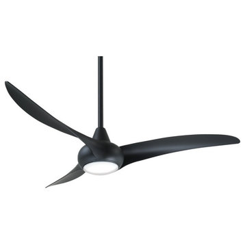 Minka Aire Light Wave 3 Blade WiFi Capable LED Ceiling Fan, Black, 52.00