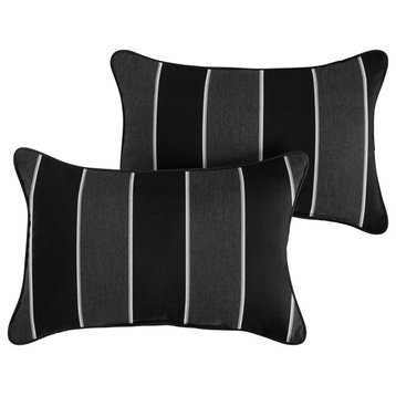 Sunbrella Peyton Granite/Canvas Black Outdoor Pillow Set, 14x24