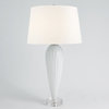 Classic Tapered Teardrop Shaped Art Glass Table Lamp White 35 in Ribbed Curved