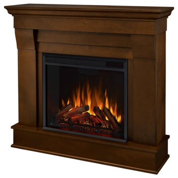 Bowery Hill Contemporary Solid Wood Electric Fireplace in Espresso