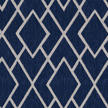 Navy Blue Cream Beige Taupe Woven Jaquard N A Upholstery Fabric