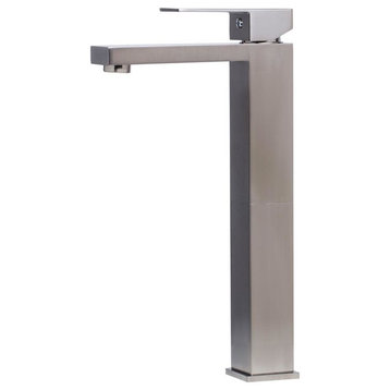 ALFI brand AB1129 Tall Square Single Lever Bathroom Faucet - Brushed Nickel