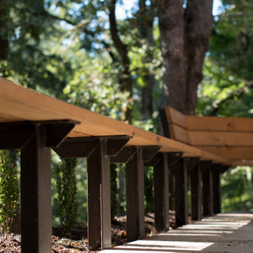 Corten wood bench supports