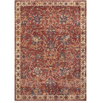 Nourison - Reseda Area Rug, Brick, 5'3"x7'6" - Blossoms, blooms and vines gracefully intertwine in brilliant shades of brick, blue and cream in this stunning Reseda area rug from Nourison. Fabulously fabricated from a wonderfully-textured, ultra-long wearing polyester blend with a spotlight-stealing shine, this striking rug is smart, stylish and superb for high traffic areas.