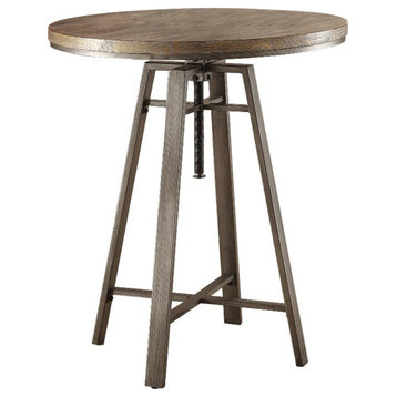 Coaster Contemporary Wood Round Adjustable Pub Table in Nutmeg
