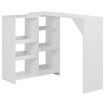 vidaXL Bar Table With Moveable Shelf White 54.33"x15.75"x47.24"
