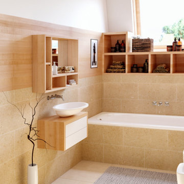 Badezimmer Möbel – Ton in Ton mit Holz und Naturstein