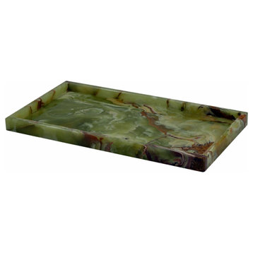 Myrtus Collection Black and Gold Marble Large Amenity Tray, Green and Brown and