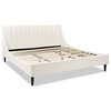 Aspen Vertical Tufted Headboard Platform Bed Set, White, King