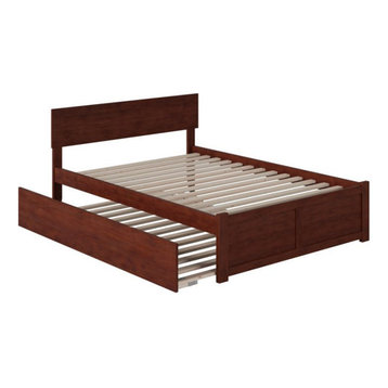 Atlantic Furniture Orlando Full Platform Panel Bed with Trundle in Walnut