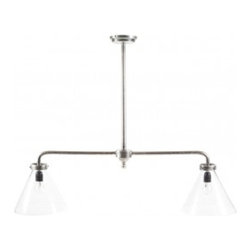 Gadsden Two Arm Conical Pendant in Antique Silver - Pendant Lighting
