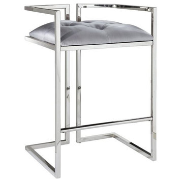 Uptown Club Arthur 26" Transitional Satin Seat Counter Stool in Silver