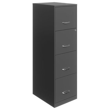Home Square 4 Drawer Metal Vertical Filing Cabinet Set in Charcoal (Set of 2)
