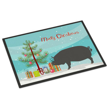 Caroline's TreasuresBerkshire Pig Christmas Doormat 18x27 Multicolor