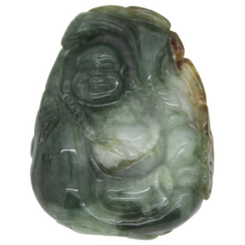 Dark Green Jade Pendant Happy Buddha, Laughing Buddha Statue