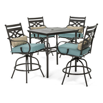 Montclair 5-Piece High-Dining Patio Set, Swivel Chairs and 33" Table, Ocean Blue