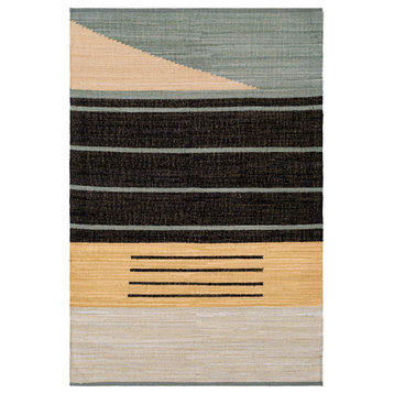 Fulham Modern Area Rug, Black/Wheat, 5'x7'6"