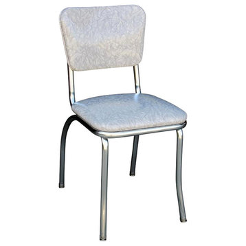 Chrome Kitchen Chair, Cracked Ice Gray
