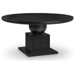 Meridian Furniture - Rishal Dining Table, Black - Plan meals large and small around this handsome Rishal black dining table. Destined to become a favorite gathering spot for family and friends alike, this pretty table garners oohs and aahs from every angle. Its rich black finish, oak veneer, and mix of solid wood and MDF combine for durability and style. The reverse bevel edge top adds a touch of sophistication, complemented by the mid-century modern design of the artful columnar base with geometric inspiration.