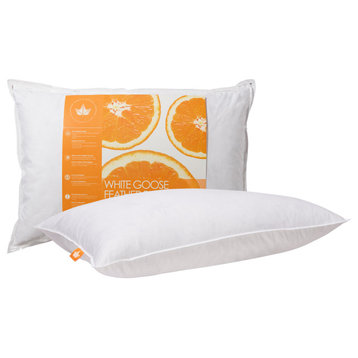 White Goose Feather Pillow, Standard, Soft Support