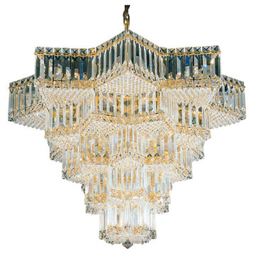 Equinoxe 31-Light Chandelier in Rich Auerelia Gold With Clear Gemcut Crystal