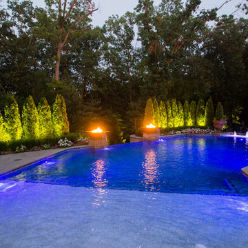 fire & water w/ infinity edge custom gunite pool
