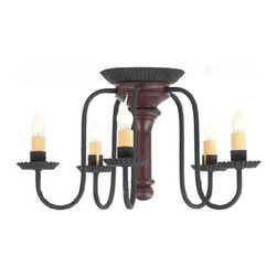 Handmade In America - Large Wrought Iron and Punched Tin Bar Island Light - Flush-mount Ceiling Lighting