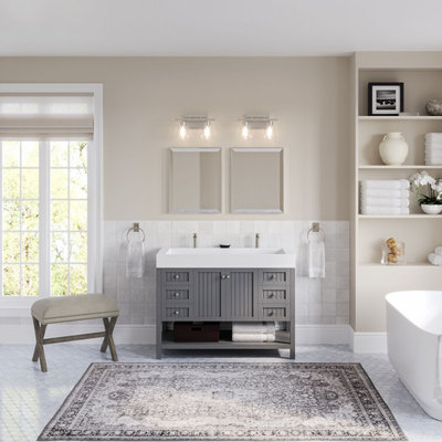 Cumberland Bathroom Vanity, Double Sink, 48”, Gray, Freestanding