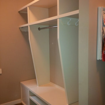 Custom closet, mudroom and pantry. Increased storage space by 25%.