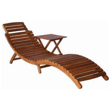 vidaXL Patio Lounge Chair Sunbed with Table Folding Sunlounger Solid Acacia Wood