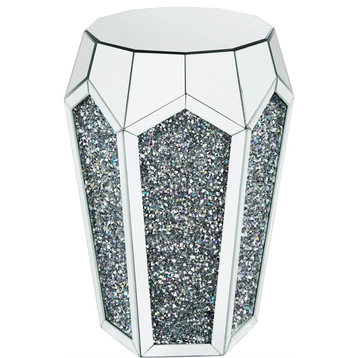 Acme End Table With Mirrored And Faux Diamonds 88007