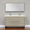 The Modern 57" Double Modern Bathroom Vanity, Gray, Without Mirror