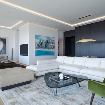 Midcentury modern condominium featuring our "Ghost" finish on european oak
