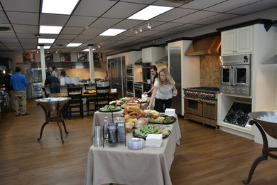 Preparing to cook at the builder/architect night