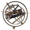 7" X 7" X 11" Brass Armillary With Compass On Wood Base