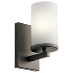 Kichler - Wall Sconce 1-Light, Olde Bronze - Streamlined and simple. This Crosby 1 light wall sconce in Olde Bronze delivers clean lines for a contemporary style. The clear glass shades enhance this minimalistic design.