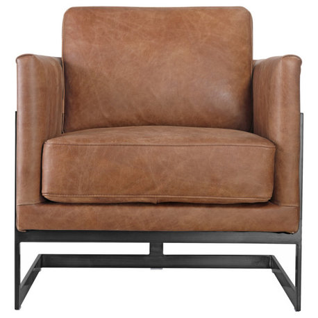 Luxley Club Chair Open Road Brown Leather