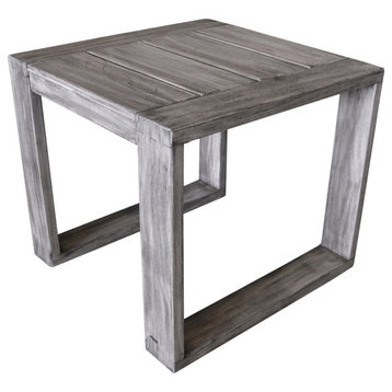 Courtyard Casual Driftwood Gray Teak North Shore Outdoor Side Table