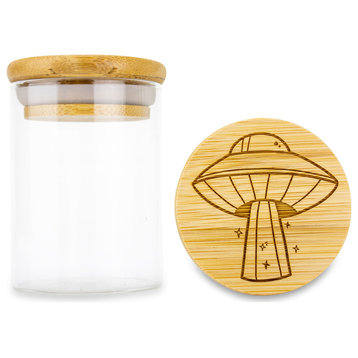 UFO Smell Proof Glass Storage Jars for Cookies, Sugar, Tea, Spices, 4oz.