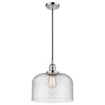 Innovations Lighting - Large Bell 1-Light LED Pendant, Polished Chrome, Glass: Seedy - One of our largest and original collections, the Franklin Restoration is made up of a vast selection of heavy metal finishes and a large array of metal and glass shades that bring a touch of industrial into your home.