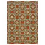 Newcastle Home - Malibu Indoor and Outdoor Floral Orange and Ivory Rug, 5'3"x7'6" - The colors of our Malibu collection were inspired by the fresh, bright hues of nature. The collection offers a modern twist on classic design and new colors update traditional outdoor decor. Textural effects add to the surface interest of each rug and the inherently stain resistant fibers encourage a relaxed atmosphere to socialize with family and friends without traditional worries associated with natural fiber rugs.  Machine-made of 100% polypropylene.