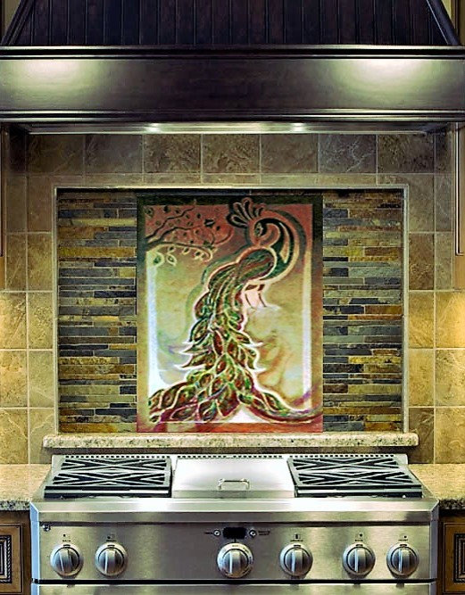 Kitchen Backsplash - Custom Tile: The Peacock