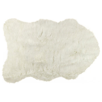24" X 36" X 1.5" Off White Sheepskin Faux Fur Single - Area Rug