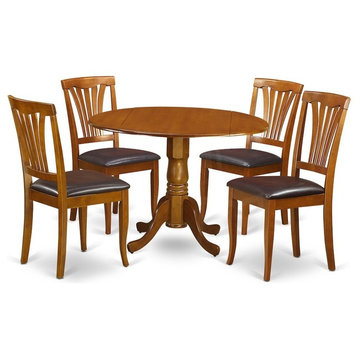 5-Piece Dining Room Set, Table and 4 Chairs, Saddle Brown